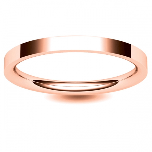 Flat Court Very Heavy -  2 mm (FCH2-R) Rose Gold Wedding Ring